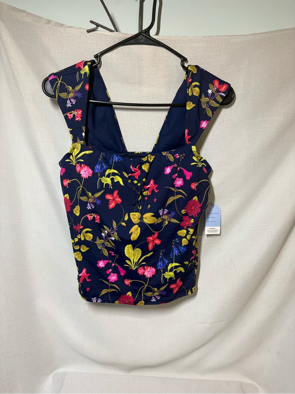 NWT Lands End Floral tankini swim top- Navy Floral Sz8